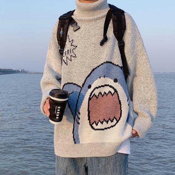 cute turtlenecks shark sweater men womens autumn/winter patchwor harajuku high neck oversized grey couple sweater loose jacket, White;black
cute turtlenecks shark sweater men womens autumn/winter patchwor harajuku high neck oversized grey couple sweater loose jacket, White;black