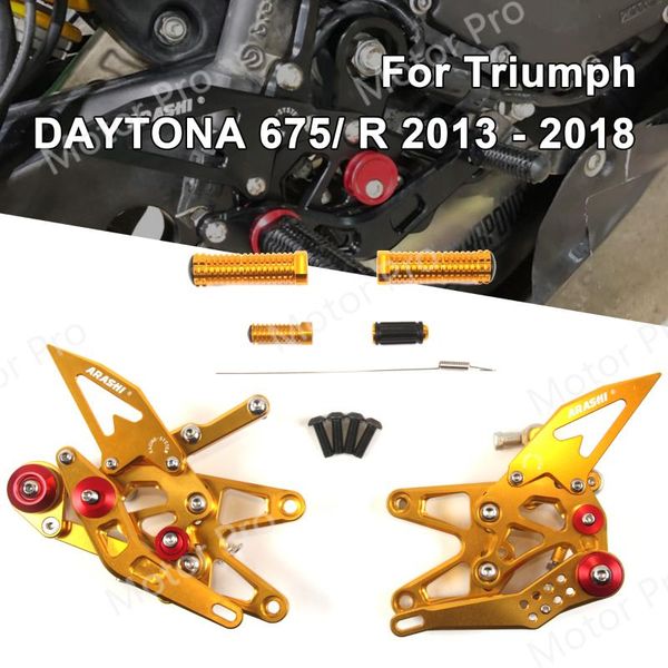 pedals adjustable footrest for daytona 675 r 2013 - 2021 motorcycle foot rest peg pedal rearsets gold 675r 2014
pedals adjustable footrest for daytona 675 r 2013 - 2021 motorcycle foot rest peg pedal rearsets gold 675r 2014