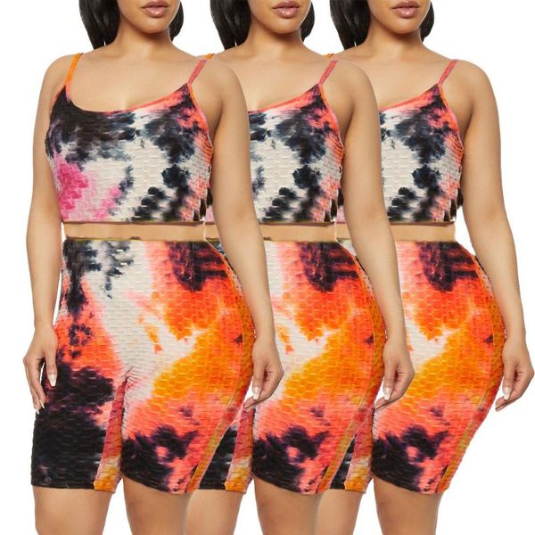 plus size tracksuits women tie-dye printing two piece sets 2021 summer casual high waist skinny shorts + spaghetti strap crop outfits
plus size tracksuits women tie-dye printing two piece sets 2021 summer casual high waist skinny shorts + spaghetti strap crop outfits