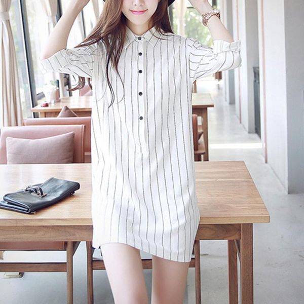 women striped chiffon long shirt spring autumn sleeves basic ac889 women's t-shirt, White
women striped chiffon long shirt spring autumn sleeves basic ac889 women's t-shirt, White