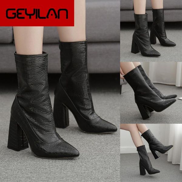boots women's high-heeled back zipper short-tube booties winter autumn pointed toe ladies square heels shoes with thick scrub, Black
boots women's high-heeled back zipper short-tube booties winter autumn pointed toe ladies square heels shoes with thick scrub, Black