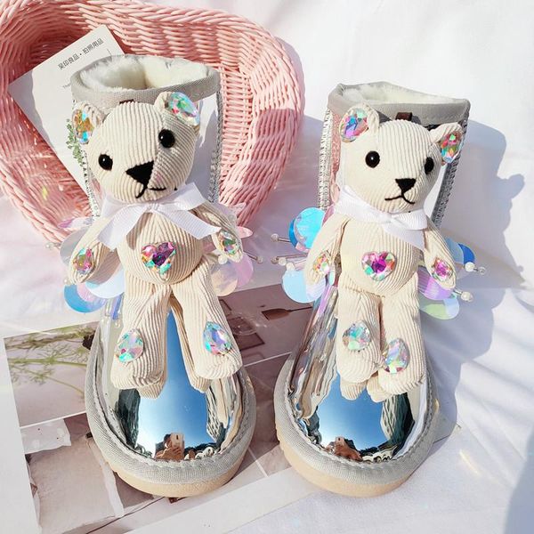 boots handmade bear rhinestone snow women's waterproof and velvet silver mirrored patent leather, Black
boots handmade bear rhinestone snow women's waterproof and velvet silver mirrored patent leather, Black