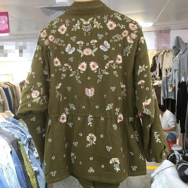 women's wool & blends heavy spring and autumn 2021 industry embroidery flower drawstring waist closing temperament windbreaker work clo, Black
women's wool & blends heavy spring and autumn 2021 industry embroidery flower drawstring waist closing temperament windbreaker work clo, Black