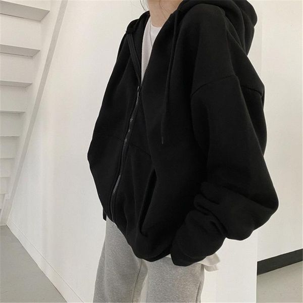 women's hoodies & sweatshirts oversized hoodie autumn solid color zipper sweater korean loose thin long-sleeved hooded jacket, Black
women's hoodies & sweatshirts oversized hoodie autumn solid color zipper sweater korean loose thin long-sleeved hooded jacket, Black