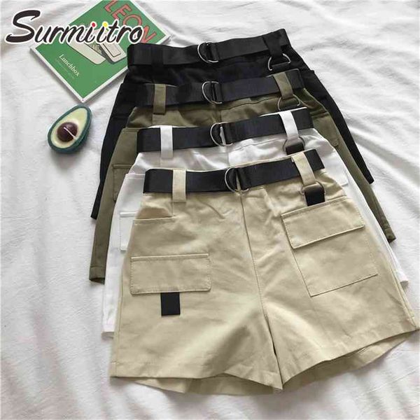 casual summer cargo shorts women korean style short pants high elastic waist wide leg female with belt 210421, White;black
casual summer cargo shorts women korean style short pants high elastic waist wide leg female with belt 210421, White;black
