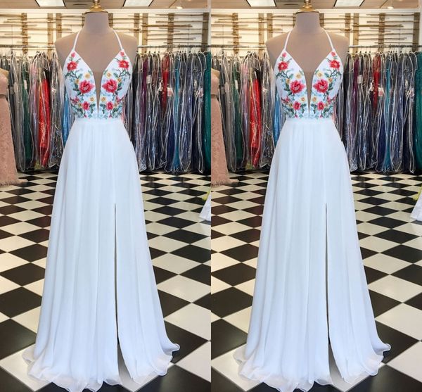 fashion white printed flowers embroidery prom cocktail dresses 2022 halter chiffon side slit deep v neck ruched beaded sequins bridesmaid ev, Black
fashion white printed flowers embroidery prom cocktail dresses 2022 halter chiffon side slit deep v neck ruched beaded sequins bridesmaid ev, Black
