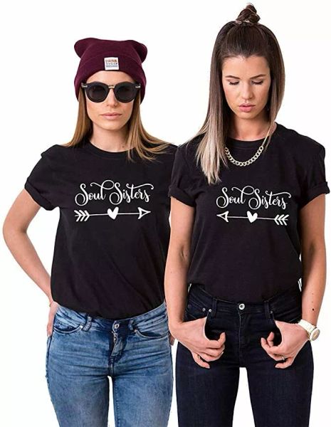 friends bff beast womens ladies t-shirt shirts in set "soul sisters arrow", White;black
friends bff beast womens ladies t-shirt shirts in set "soul sisters arrow", White;black