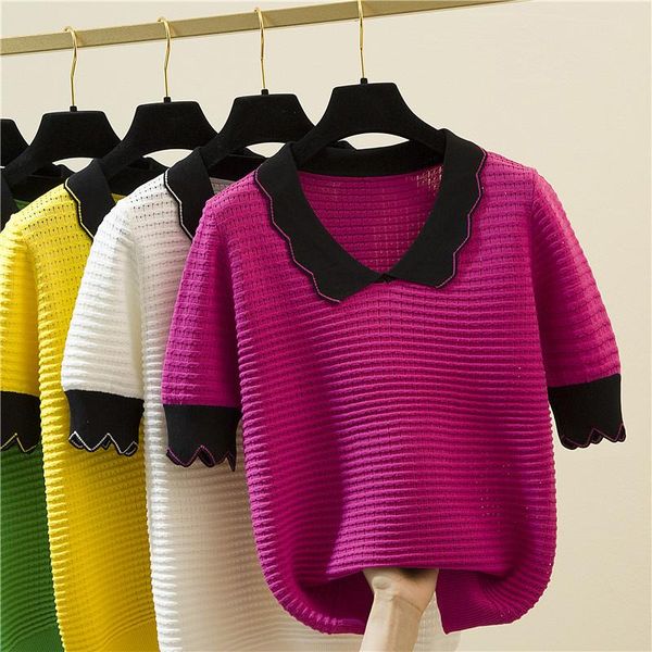 women's t-shirt hollow out loose korean shorts tees knitted o neck white black pactwork summer clothes for women ropa mujer verano 2021
women's t-shirt hollow out loose korean shorts tees knitted o neck white black pactwork summer clothes for women ropa mujer verano 2021