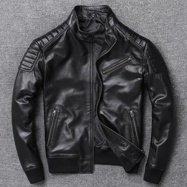 men's leather & faux head layer sheepskin lear man brief paragraph locomotive suit jacket coat collar qing, Black
men's leather & faux head layer sheepskin lear man brief paragraph locomotive suit jacket coat collar qing, Black