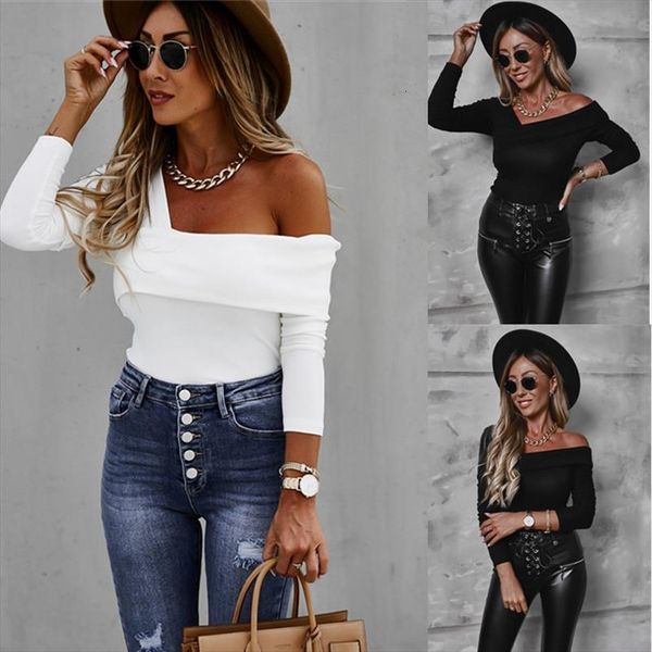 casual solid color long women shirts sleeved oblique shoulder irregular slim v neck black blouse blusa, White
casual solid color long women shirts sleeved oblique shoulder irregular slim v neck black blouse blusa, White