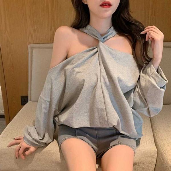 cross halter women's shirts off shoulder long sleeve slim t female summer elegant clothing 210601, White
cross halter women's shirts off shoulder long sleeve slim t female summer elegant clothing 210601, White