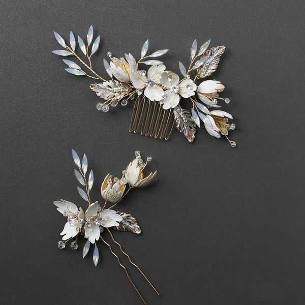 opal crystal hair comb pin vintage gold hairpin flower leaf headpiece headdress bride wedding jewelry bridal accessories m200, Golden;white
opal crystal hair comb pin vintage gold hairpin flower leaf headpiece headdress bride wedding jewelry bridal accessories m200, Golden;white