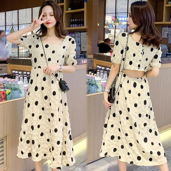 maternity dresses 72579# dress summer cotton short sleeves loose polka dot pregnant women mom, White
maternity dresses 72579# dress summer cotton short sleeves loose polka dot pregnant women mom, White