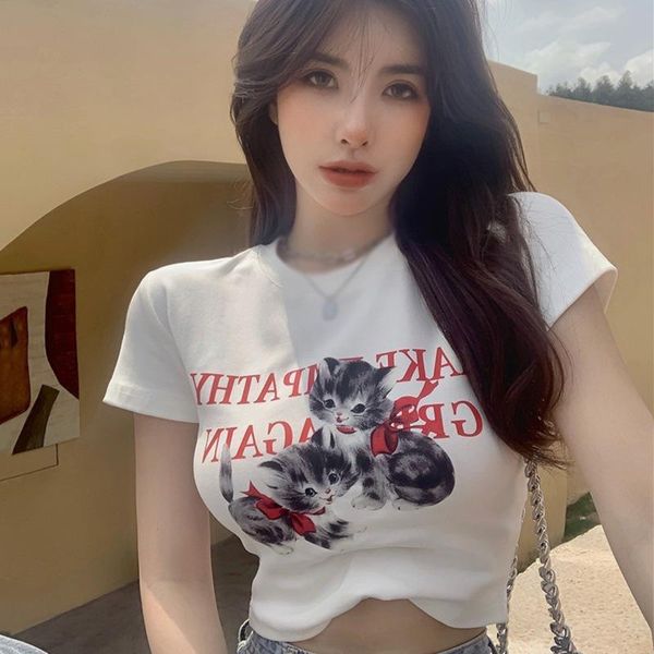 women's t-shirt cute animal printed ladies slim harajuku tee summer short sleeve o neck pullovers women, White
women's t-shirt cute animal printed ladies slim harajuku tee summer short sleeve o neck pullovers women, White