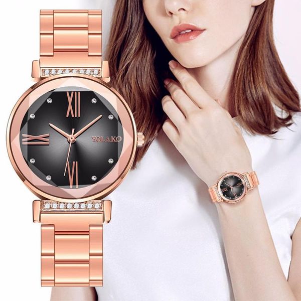wristwatches yolako brand women rose gold stainless steel diamond luxury ladies quartz watches clock relogio feminino 2021, Slivery;brown
wristwatches yolako brand women rose gold stainless steel diamond luxury ladies quartz watches clock relogio feminino 2021, Slivery;brown