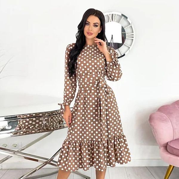 casual dresses moarcho dot bow belt a-line women dress summer long sleeve o-neck ruffle loose daily date 2021 arrival, Black;gray
casual dresses moarcho dot bow belt a-line women dress summer long sleeve o-neck ruffle loose daily date 2021 arrival, Black;gray