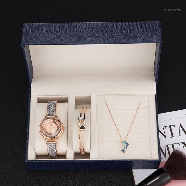 brand quartz wristwatches women stainless steel bracelet dolphin necklace watches sets with gift watch boxes, Slivery;brown
brand quartz wristwatches women stainless steel bracelet dolphin necklace watches sets with gift watch boxes, Slivery;brown