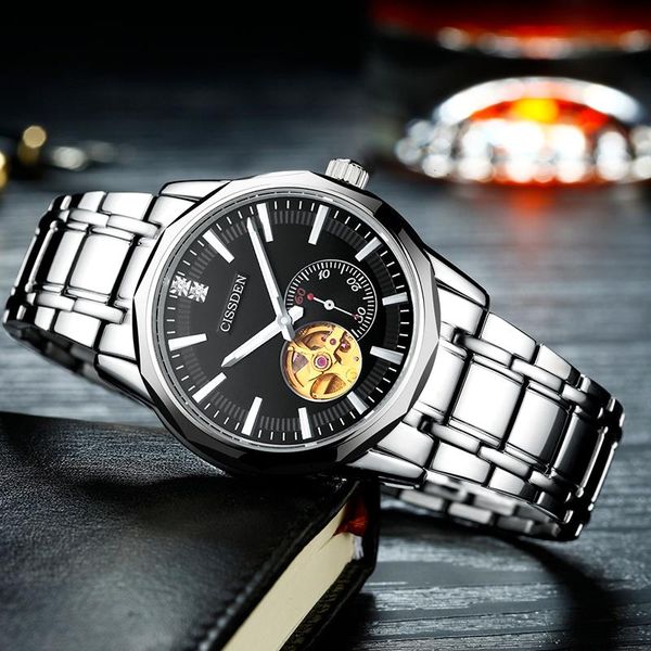 wristwatches cissden brand men automatic mechanical wristwatch tungsten steel sapphire glass watches reloj hombre japan movement, Slivery;brown
wristwatches cissden brand men automatic mechanical wristwatch tungsten steel sapphire glass watches reloj hombre japan movement, Slivery;brown