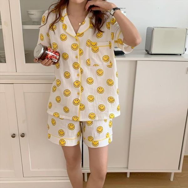 cotton pijama smiley print pajamas women sleepwear korean summer pyjamas set 2 piece short sleeve homewear loungewear, Black;red
cotton pijama smiley print pajamas women sleepwear korean summer pyjamas set 2 piece short sleeve homewear loungewear, Black;red