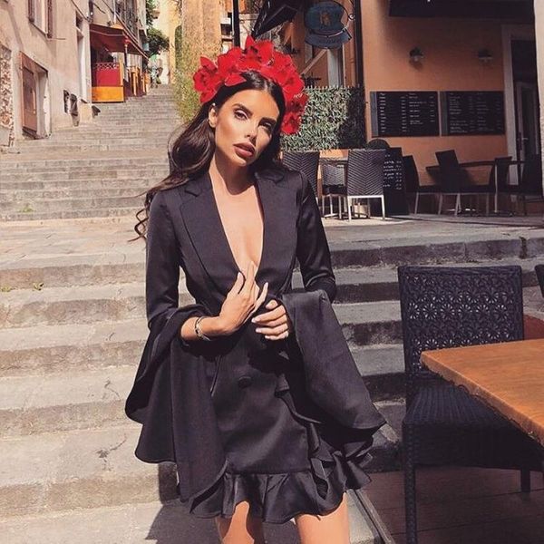 casual dresses fashion black women dress deep v neck bodycon ruffles long sleeve evening party vestidos wholesale, Black;gray
casual dresses fashion black women dress deep v neck bodycon ruffles long sleeve evening party vestidos wholesale, Black;gray