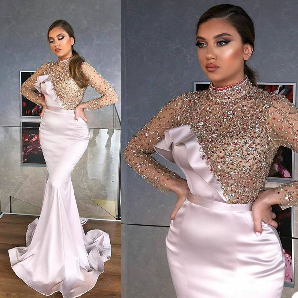 full beading mermaid prom dresses beaded high neck illusion long sleeve evening gowns african sweep train party club wear outfit, Black
full beading mermaid prom dresses beaded high neck illusion long sleeve evening gowns african sweep train party club wear outfit, Black