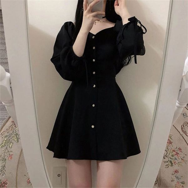 spring and autumn dress female small platycodon french hepburn style black skirt design feeling bubble sleeve super fairy, Black;gray
spring and autumn dress female small platycodon french hepburn style black skirt design feeling bubble sleeve super fairy, Black;gray