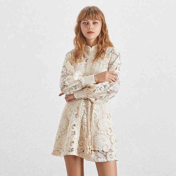 white lace boho summer elegant hollow out women dress stand collar lantern sleeve high waist bandage mini dresses female fashion, Black;gray
white lace boho summer elegant hollow out women dress stand collar lantern sleeve high waist bandage mini dresses female fashion, Black;gray