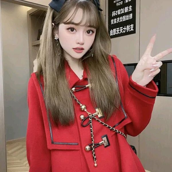 women's wool & blends women woolen autumn winter single breasted overcoat female casual solid color fashion trench coat ladies vintage, Black
women's wool & blends women woolen autumn winter single breasted overcoat female casual solid color fashion trench coat ladies vintage, Black