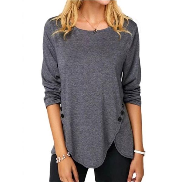 women's t-shirt women autumn aesthetic o-neck solid oversized loose casual button long sleeve cotton tees irregular ladies pullover, White
women's t-shirt women autumn aesthetic o-neck solid oversized loose casual button long sleeve cotton tees irregular ladies pullover, White