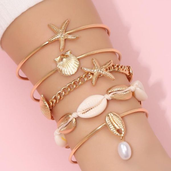 charm bracelets 5pcs starfishes shell bracelet with opening vintage simple multi-layer gift for women and girls pr sale, Golden;silver
charm bracelets 5pcs starfishes shell bracelet with opening vintage simple multi-layer gift for women and girls pr sale, Golden;silver