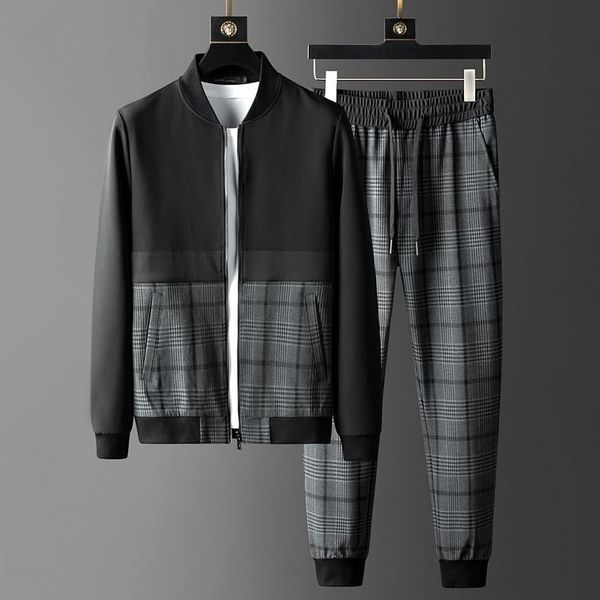tracksuit shirt mens sets (jacket+pants) luxury baseball collar plaid zipper jackets male suits fashion elastic waist slim fit man pants, Gray
tracksuit shirt mens sets (jacket+pants) luxury baseball collar plaid zipper jackets male suits fashion elastic waist slim fit man pants, Gray
