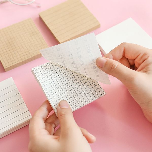 

blank self-adhesive sticky note 80 sheets/pack self stick notes horizontal line checkered memo bookmarks notepads writing pads scheduler sti