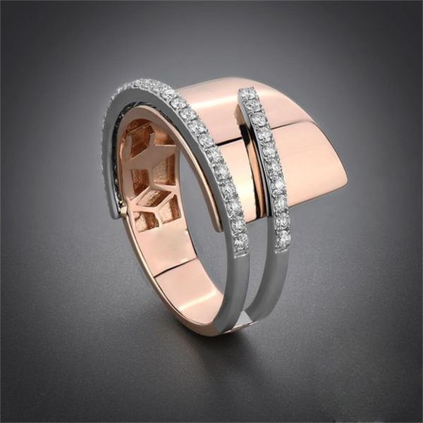 ring beset plated selling simple atmosphere two color round zircon engagement with diamond alloy, Silver
ring beset plated selling simple atmosphere two color round zircon engagement with diamond alloy, Silver