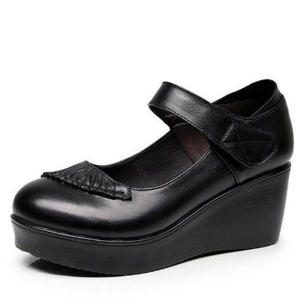 elegant comfortable spring shoes woman high heels platform wedges genuine leather women fashion plus size dress, Black
elegant comfortable spring shoes woman high heels platform wedges genuine leather women fashion plus size dress, Black