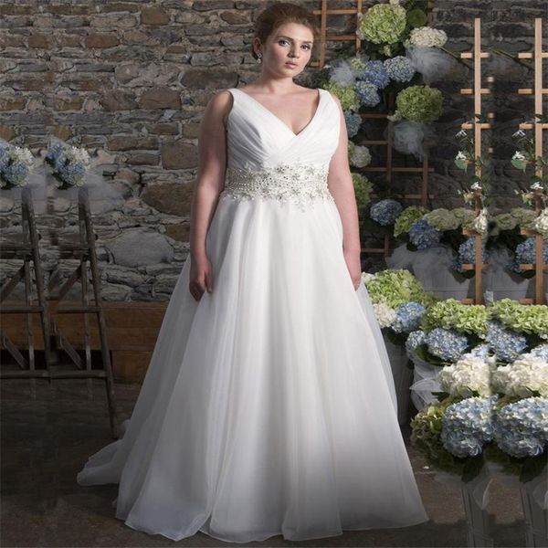 plus size 2022 wedding dress v-neck crystal pearls a-line tulle boho bridal gown beach sleeveless beach custom made robe de mariée, White
plus size 2022 wedding dress v-neck crystal pearls a-line tulle boho bridal gown beach sleeveless beach custom made robe de mariée, White