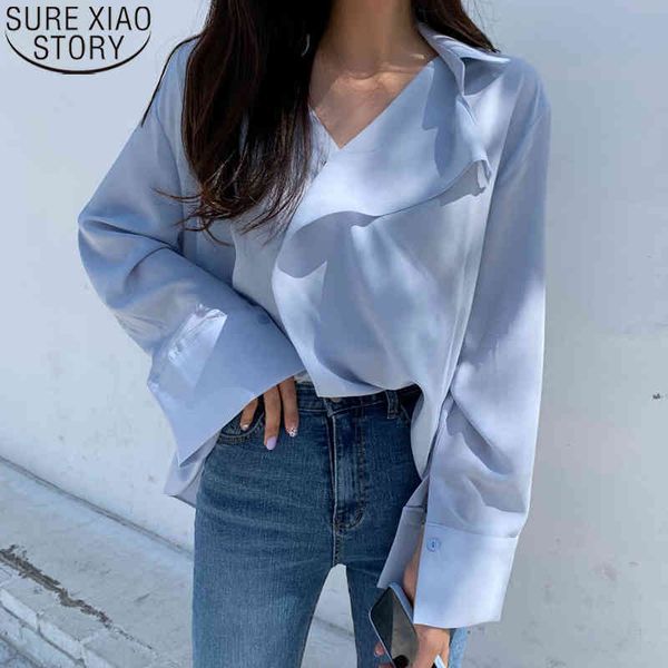spring women blouse sweet ruffles blue blouses fashion long sleeve loose elegant v-neck office lady style 13489 210417, White
spring women blouse sweet ruffles blue blouses fashion long sleeve loose elegant v-neck office lady style 13489 210417, White