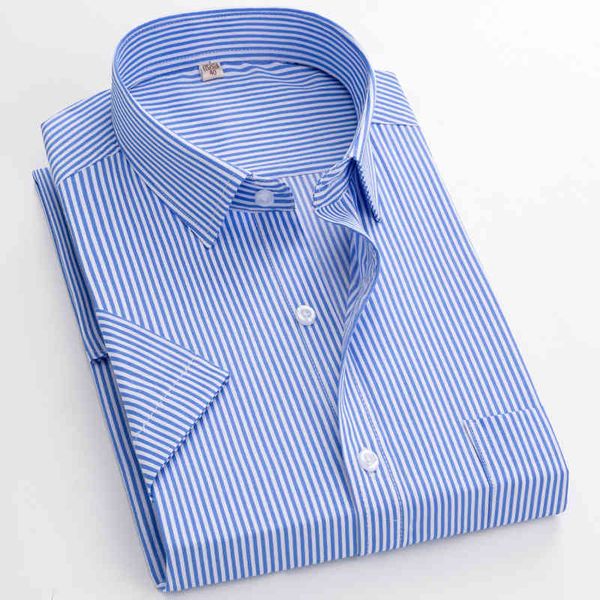 Men's Short Sleeve Striped Shirt 2021 summer men's no iron slim fit business shirt professional tooling, White;black
Men's Short Sleeve Striped Shirt 2021 summer men's no iron slim fit business shirt professional tooling, White;black