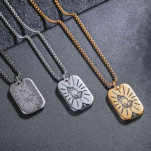 prayer hand scripture street hip hop men's and women's personality fashion pendant, Silver
prayer hand scripture street hip hop men's and women's personality fashion pendant, Silver