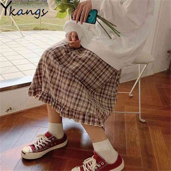 women elastic waist plaid pleated skirts red black solid korean style sweet girls school students slim all-match long 210421
women elastic waist plaid pleated skirts red black solid korean style sweet girls school students slim all-match long 210421