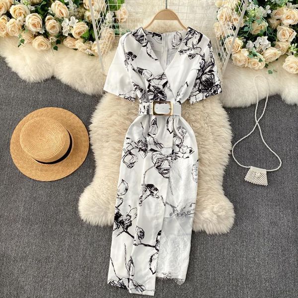casual lace patchwork printed bodycon women dress office elegant v neck short sleeve high waist vestidos with sashes, Black;gray
casual lace patchwork printed bodycon women dress office elegant v neck short sleeve high waist vestidos with sashes, Black;gray