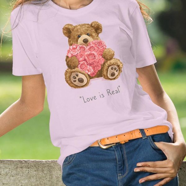 teddy bear love is real letter print t-shirt white cotton tees summer custom tee shirts women's
teddy bear love is real letter print t-shirt white cotton tees summer custom tee shirts women's