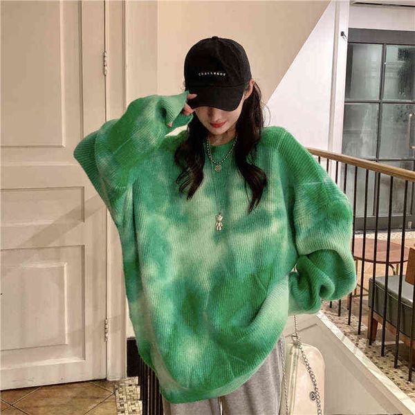 women's oversize sweater streetwear tie dye harajuku o-neck loose pullover korean fashion lazy women winter, Black
women's oversize sweater streetwear tie dye harajuku o-neck loose pullover korean fashion lazy women winter, Black