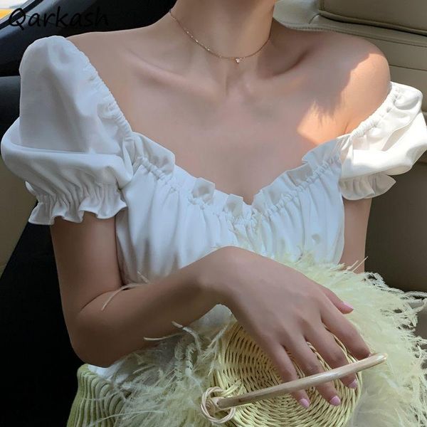 women's blouses & shirts square collar pleated women short puff sleeved cropped slim sweet elegant lovely summer white blou
women's blouses & shirts square collar pleated women short puff sleeved cropped slim sweet elegant lovely summer white blou