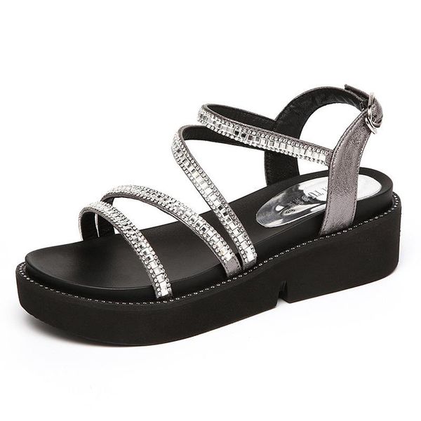 women shoes roman sandals fashion crystal open toe flat female sandalias mujer wedges, Black
women shoes roman sandals fashion crystal open toe flat female sandalias mujer wedges, Black