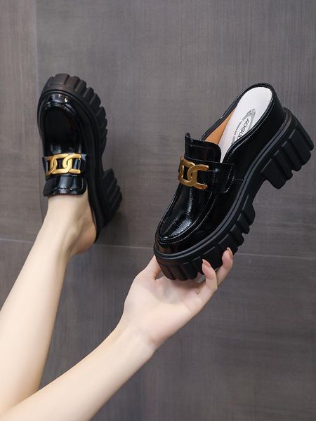 slippers female shoes cover toe increased internal ladies' loafers platform on a wedge luxury slides med 2021 designer pu microf, Black
slippers female shoes cover toe increased internal ladies' loafers platform on a wedge luxury slides med 2021 designer pu microf, Black