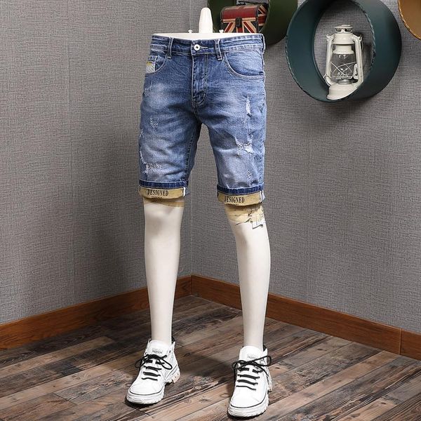 men's jeans summer men blue ripped shorts fashion letter printed straight slim fit mens denim
men's jeans summer men blue ripped shorts fashion letter printed straight slim fit mens denim