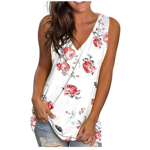 women's blouses & shirts 40# v-neck blouse shirt women floral color loose plus size sleeveless summer casual clothing blusas top, White
women's blouses & shirts 40# v-neck blouse shirt women floral color loose plus size sleeveless summer casual clothing blusas top, White