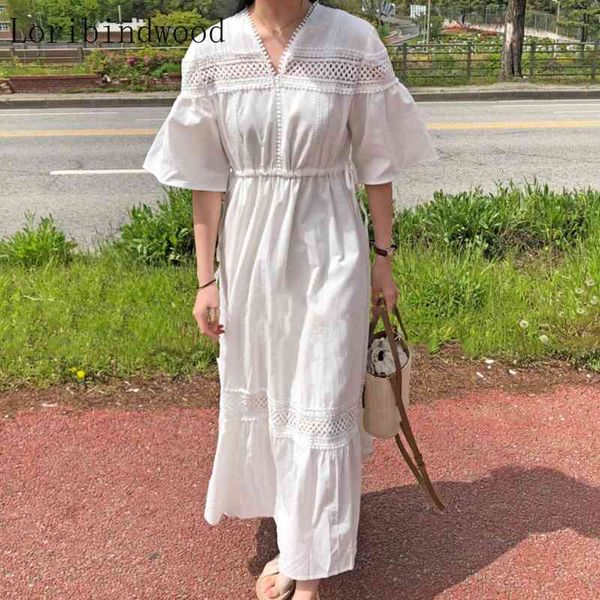 women's knits & tees french temperament v-neck heavy industry lace hollow embroidery stitching rope waist horn sleeve dress lzs3, White
women's knits & tees french temperament v-neck heavy industry lace hollow embroidery stitching rope waist horn sleeve dress lzs3, White