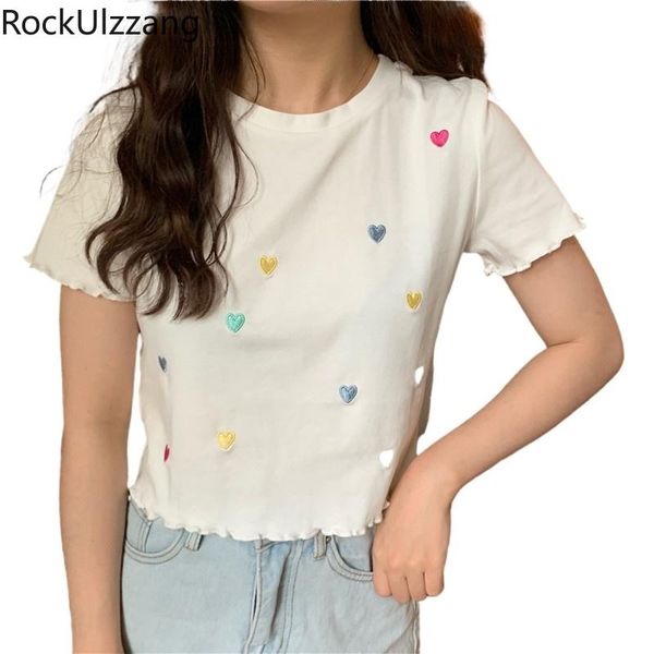 women's t-shirt women knit clothing embroidery love graphic short slim cute t shirt knitted crop kawaii aesthetic cropped tee, White
women's t-shirt women knit clothing embroidery love graphic short slim cute t shirt knitted crop kawaii aesthetic cropped tee, White