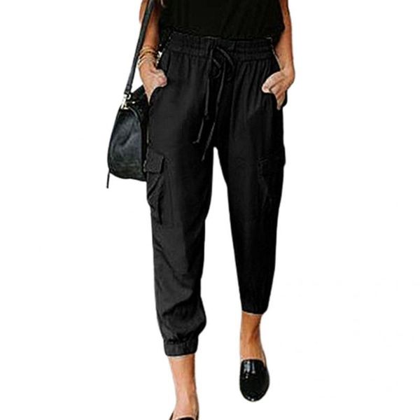 women's pants & capris solid color soft drawstring multi-pockets sport for daily wear, Black;white
women's pants & capris solid color soft drawstring multi-pockets sport for daily wear, Black;white